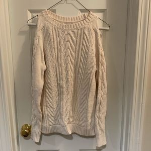 LOFT ivory cut out shoulder sweater